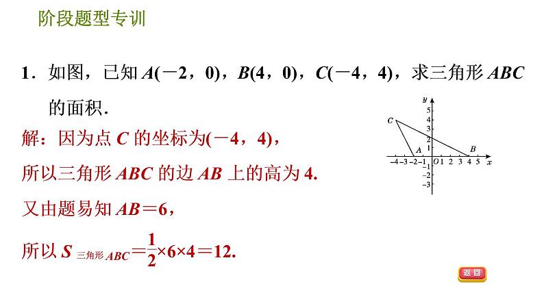人教版七年级下册数学 第7章 阶段题型专训 巧用坐标解图形面积问题的四种常见题型 习题课件第3页