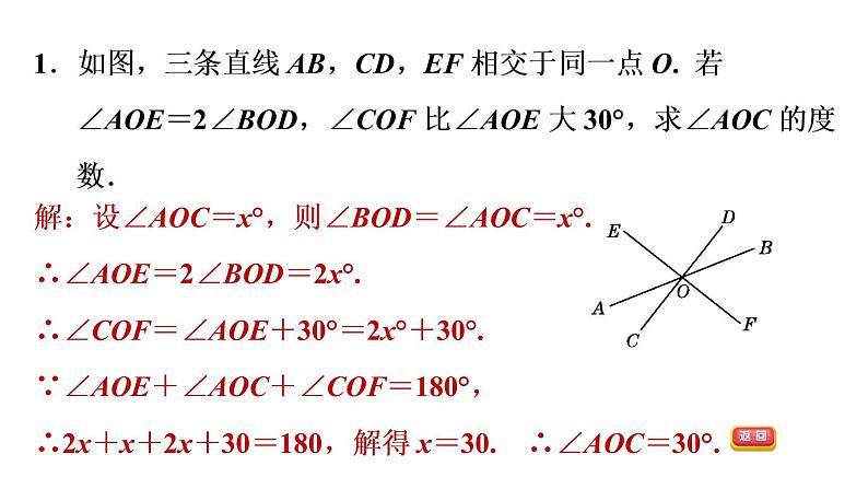 人教版七年级下册数学 第5章 5.3.4 相交线、平行线中角的计算的四种常见题型 习题课件第3页
