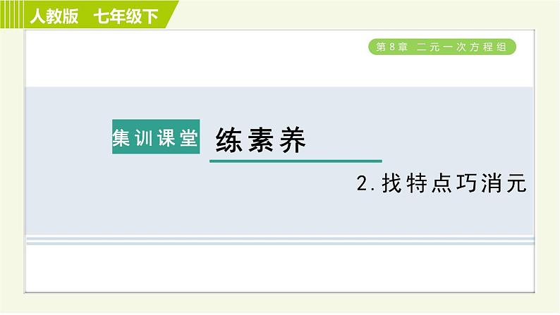 人教版七年级下册数学 第8章 集训课堂 练素养 2.找特点巧消元 习题课件第1页