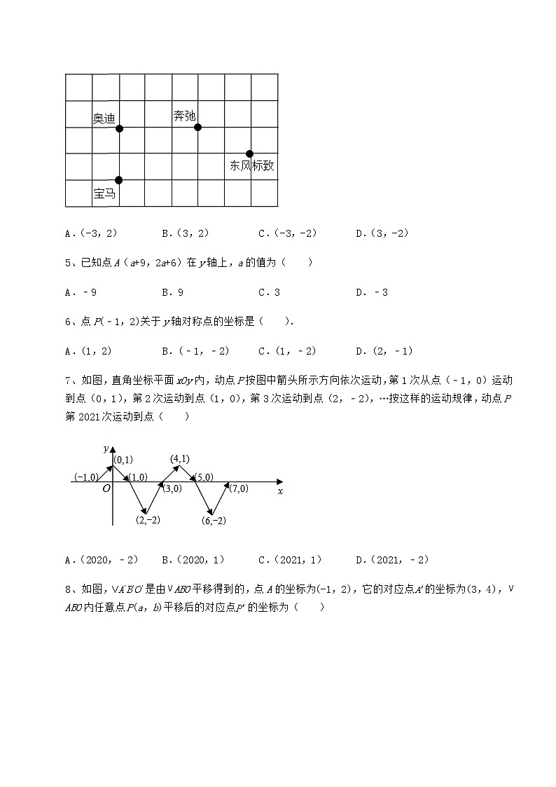 2021-2022学年度强化训练沪教版七年级数学第二学期第十五章平面直角坐标系单元测试试卷(精选)第2页