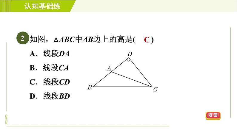 冀教版七年级下册数学 第9章 9.3目标二 三角形的高 习题课件04