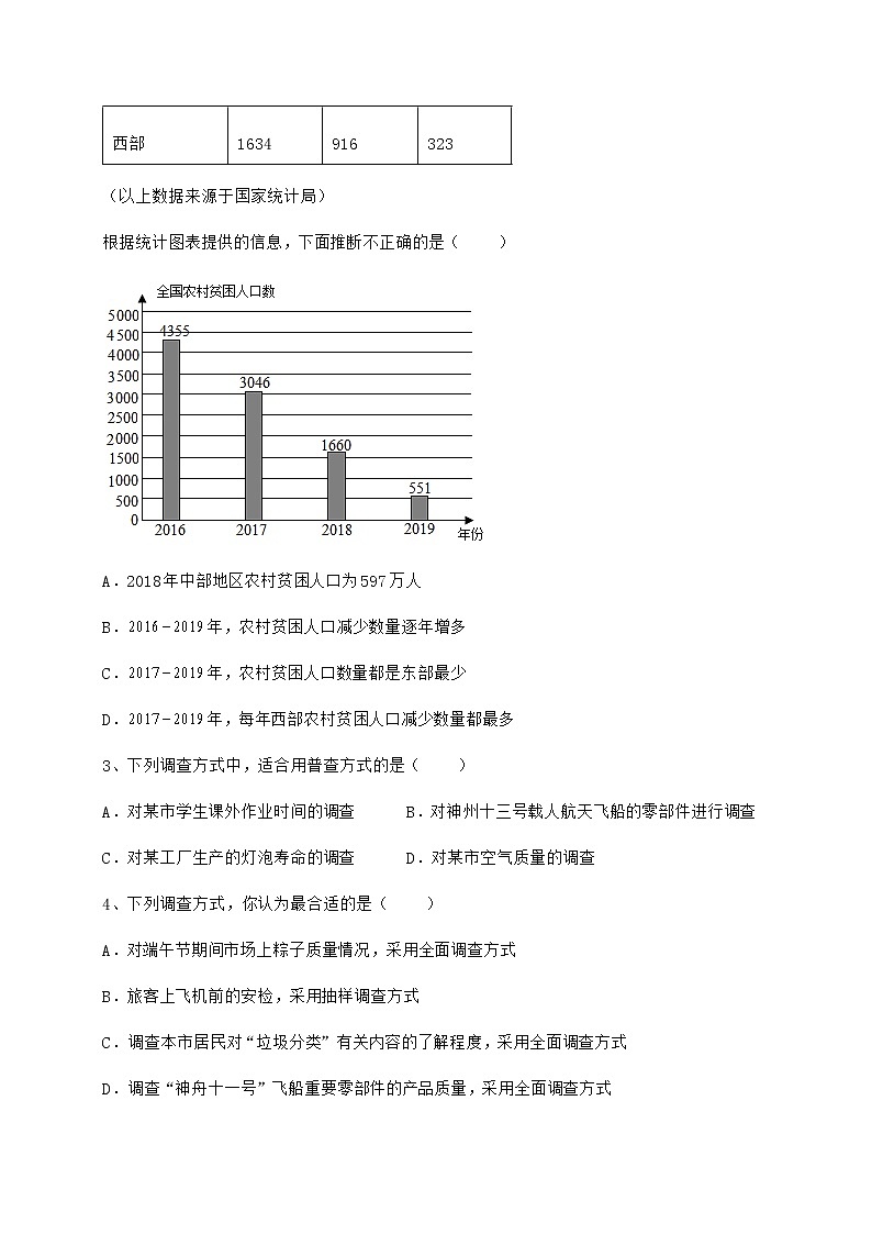 2022年强化训练冀教版八年级数学下册第十八章数据的收集与整理难点解析试题(含答案及详细解析)第2页