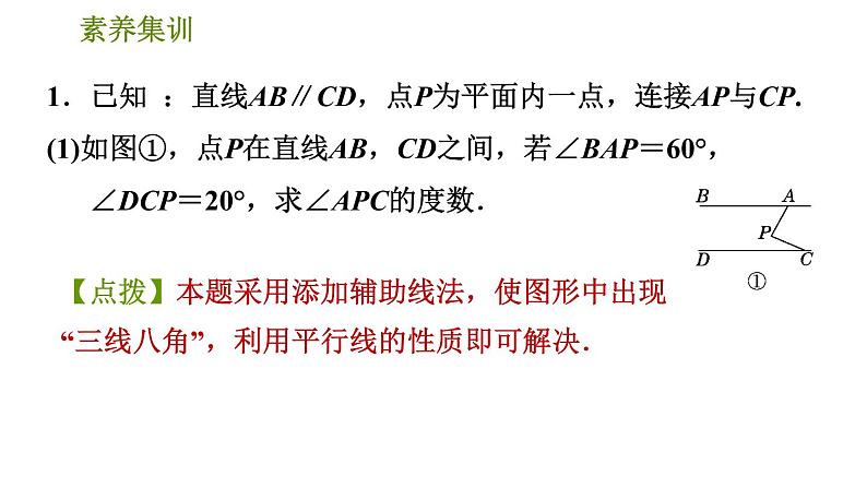 北师版七年级下册数学 第2章 素养集训 2.应用思想方法解相交线与平行线问题的九种技巧 习题课件第3页