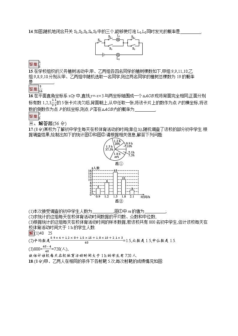 2022年人教版中考数学总复习------单元检测八 统计与概率第3页