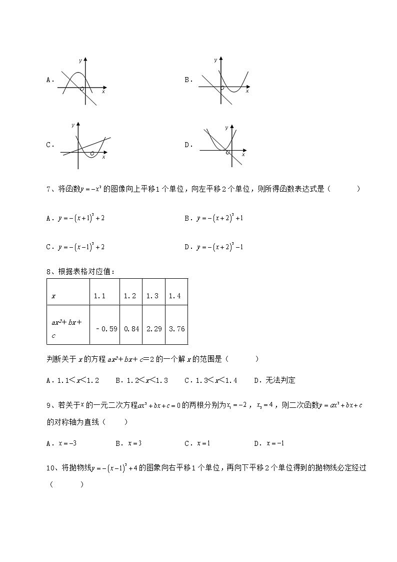 2021-2022学年度强化训练冀教版九年级数学下册第三十章二次函数同步训练试题(含详细解析)第3页