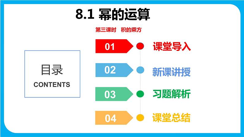8.1 幂的运算 第三课时 积的乘方(课件)-2021-2022学年七年级数学沪科版下册01