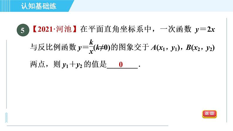 鲁教五四版九年级上册数学 第1章 1.2.1 反比例函数的图象 习题课件07