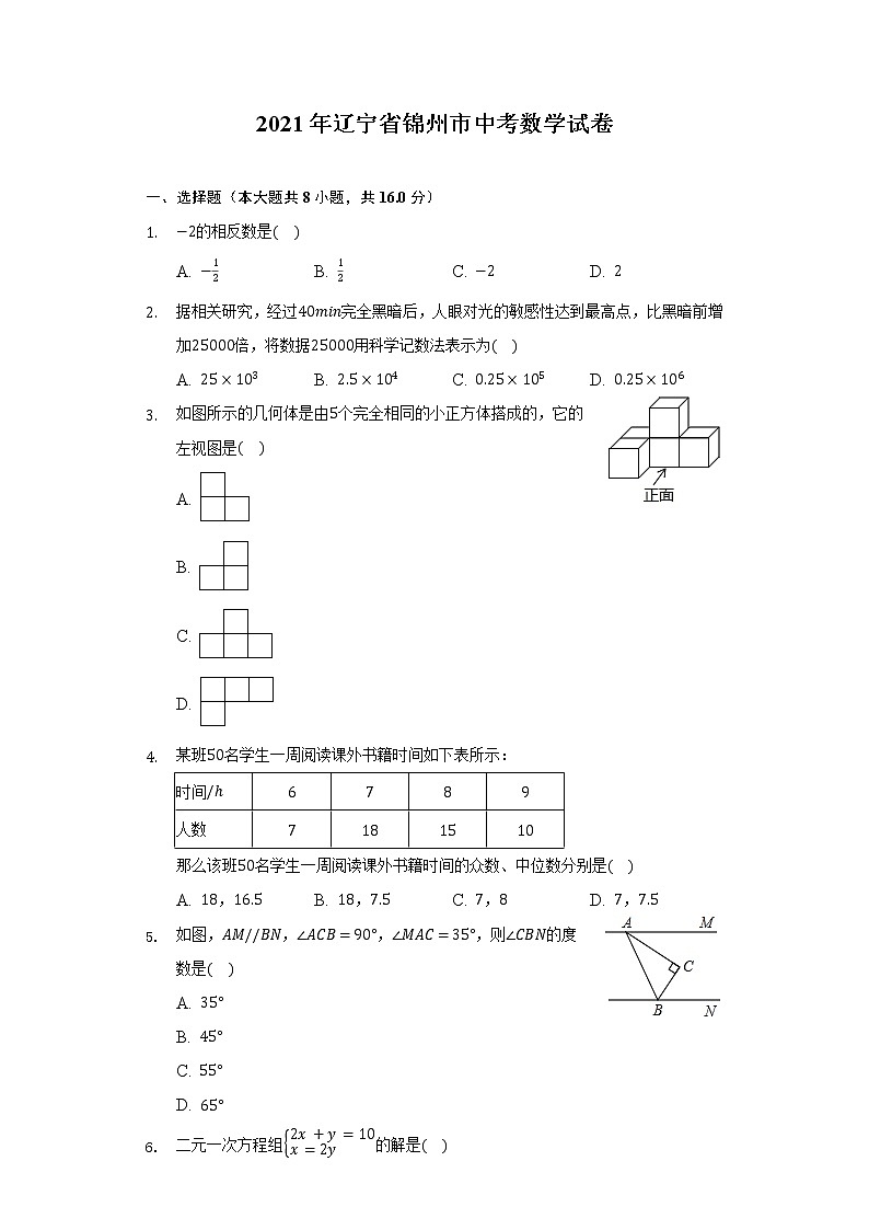 2021年辽宁省锦州市中考数学试卷-(含答案解析)第1页