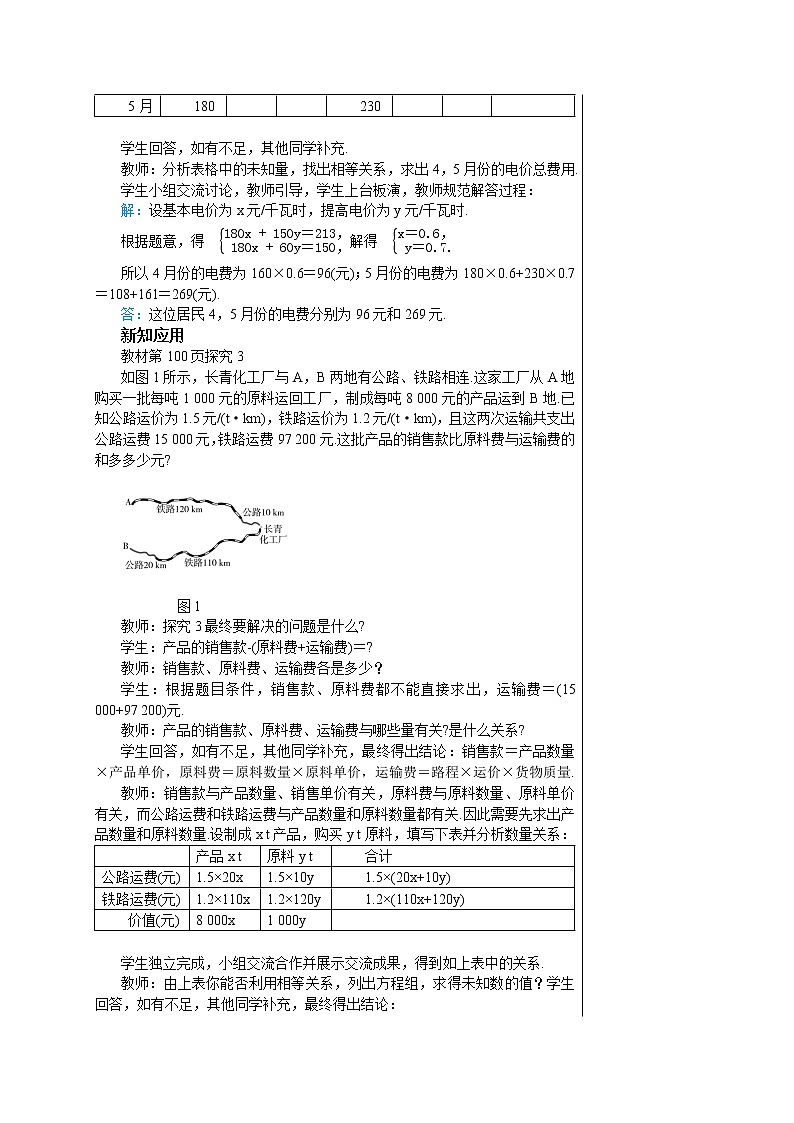 人教版七年级数学下册 8.3 实际问题与二元一次方程组(第三课时) 教案第2页