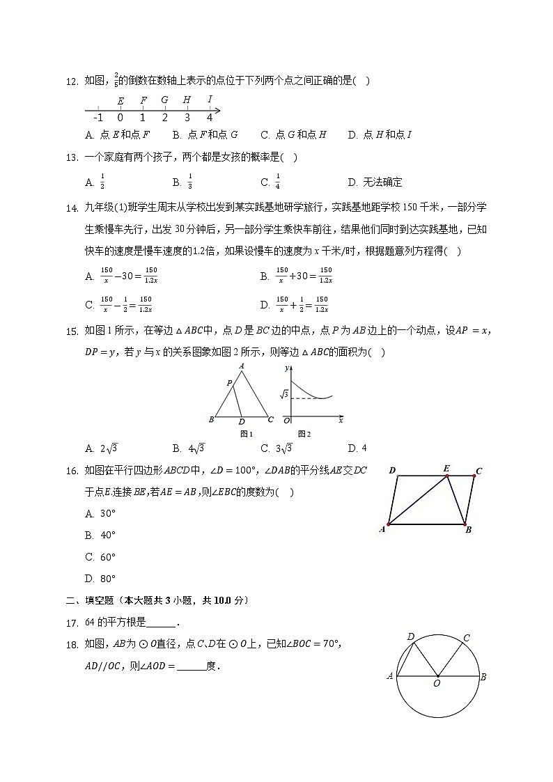 2020年河北省廊坊市廣陽區(qū)中考數(shù)學(xué)一模試卷(含答案解析)第3頁
