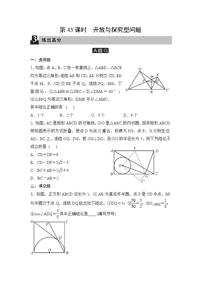 中考数学一轮全程复习课时练第43课时《开放与探究型问题》(学生版)01