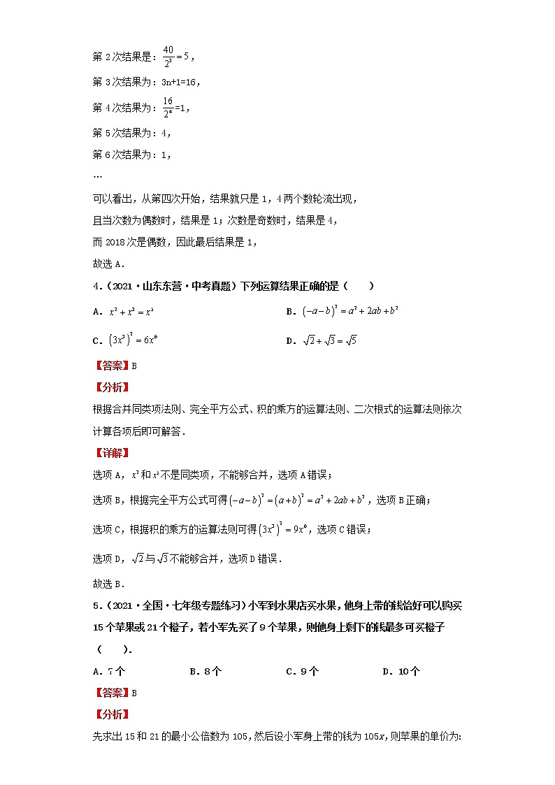 考点03整式及其运算(解析版)-2022年数学中考一轮复习考点透析(北师大版)第3页