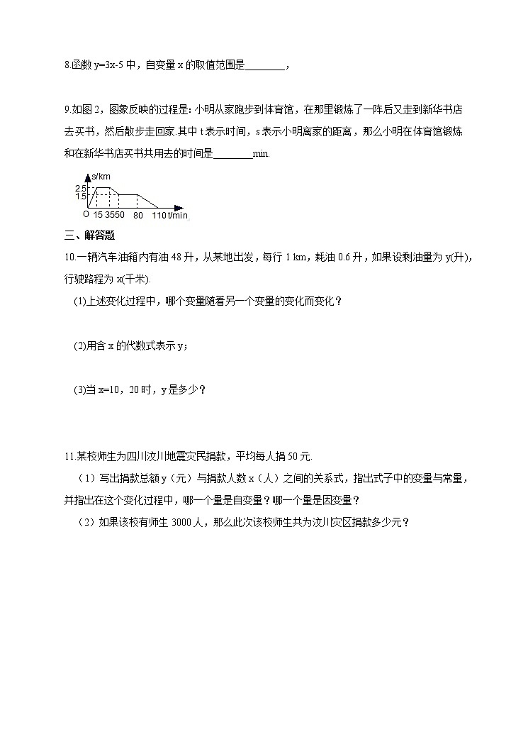 19.1.1 變量與函數(shù)（3） 練習題第2頁