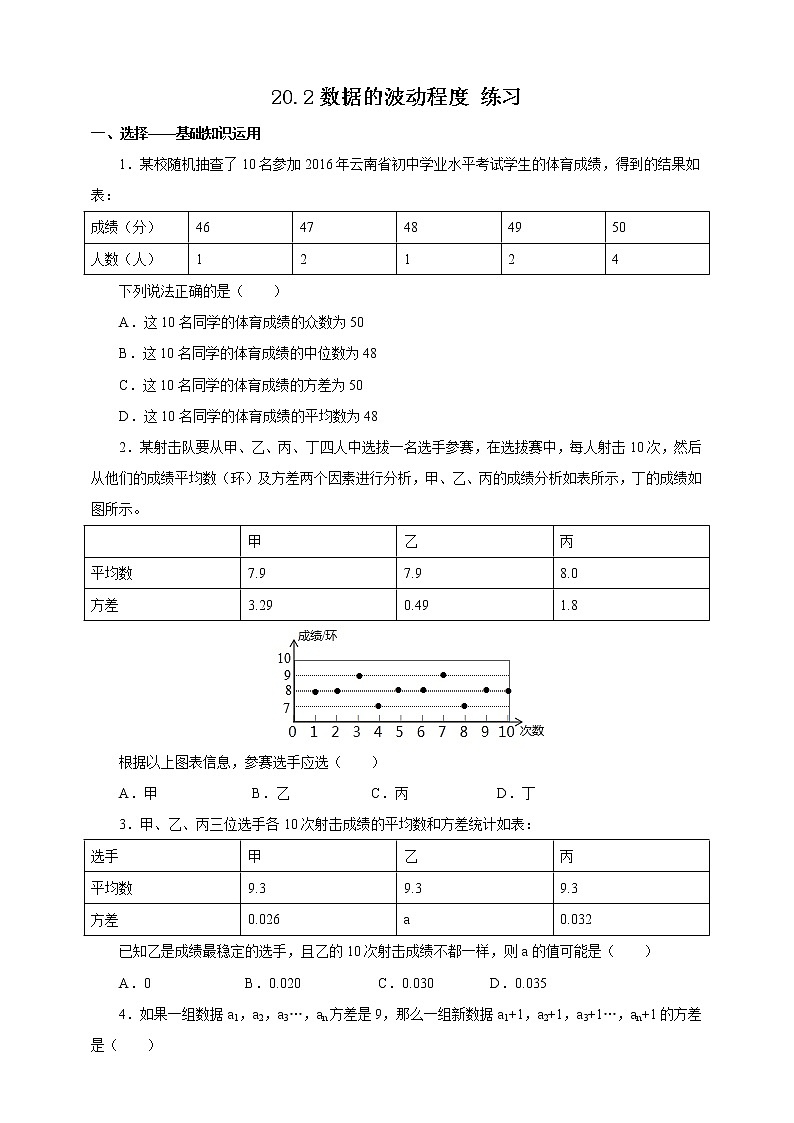 20.2 数据的波动程度(课件+教案+学案+练习题)01