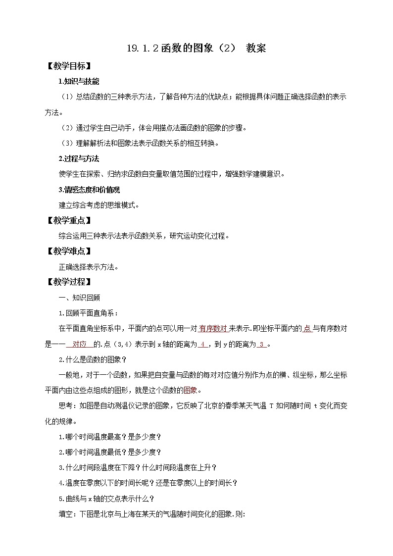 19.1.2函數(shù)的圖象 （2） 教案第1頁