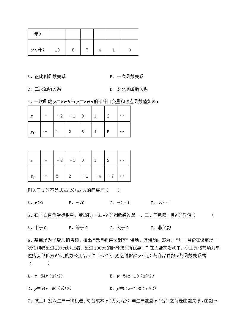 精品试题冀教版八年级数学下册第二十一章一次函数专项训练试题(含详细解析)第2页