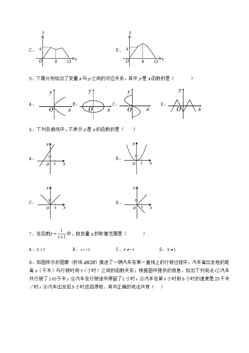 2022年精品解析冀教版八年级数学下册第二十章函数章节测评试题(无超纲)第3页