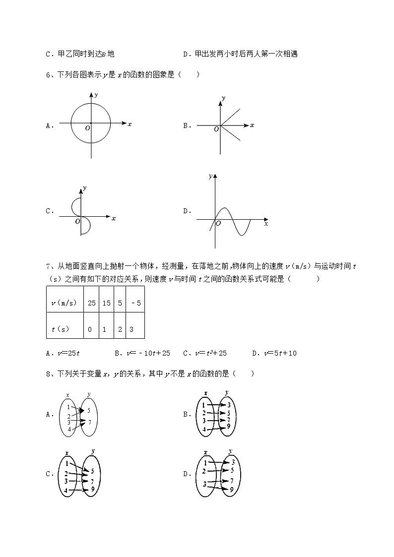 2022年最新冀教版八年级数学下册第二十章函数定向攻克练习题(含详解)第3页