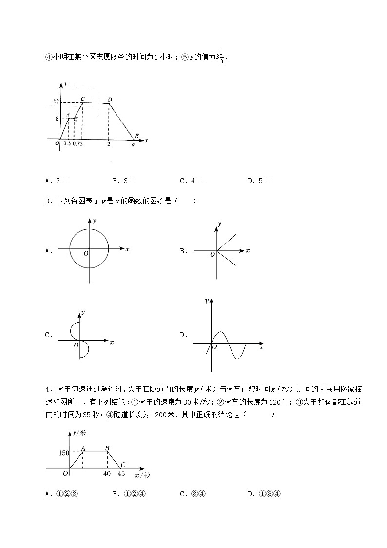 2022年强化训练冀教版八年级数学下册第二十章函数章节练习试题(无超纲)第2页