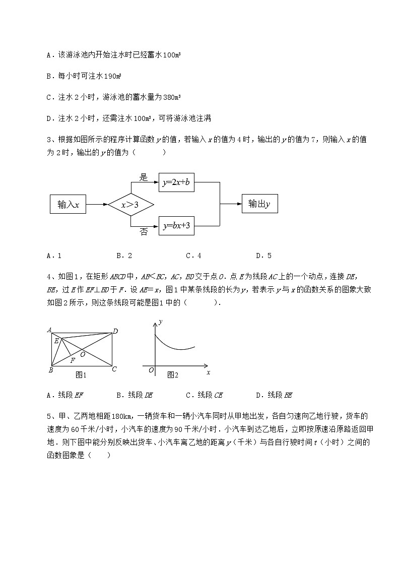 2021-2022学年度冀教版八年级数学下册第二十章函数章节测评试题(无超纲)第2页