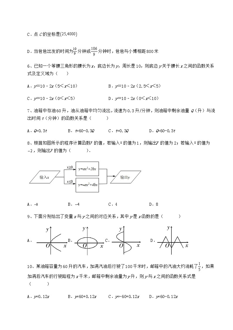 2021-2022学年最新冀教版八年级数学下册第二十章函数综合练习试题03