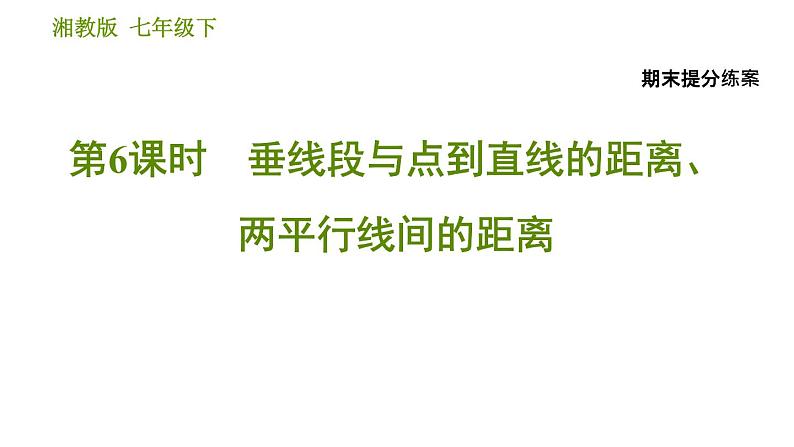 湘教版七年级下册数学 期末提分练案 第6课时 垂线段与点到直线的距离、两平行线间的距离 习题课件第1页