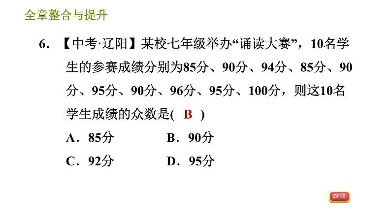 湘教版七年级下册数学 第6章 全章整合与提升 习题课件第8页