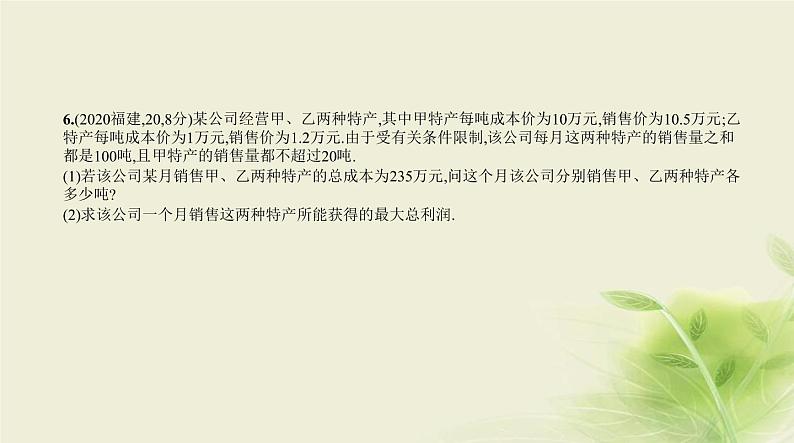 中考数学总复习 02第二章 方程(组)与不等式(组) PPT课件(福建专用)07
