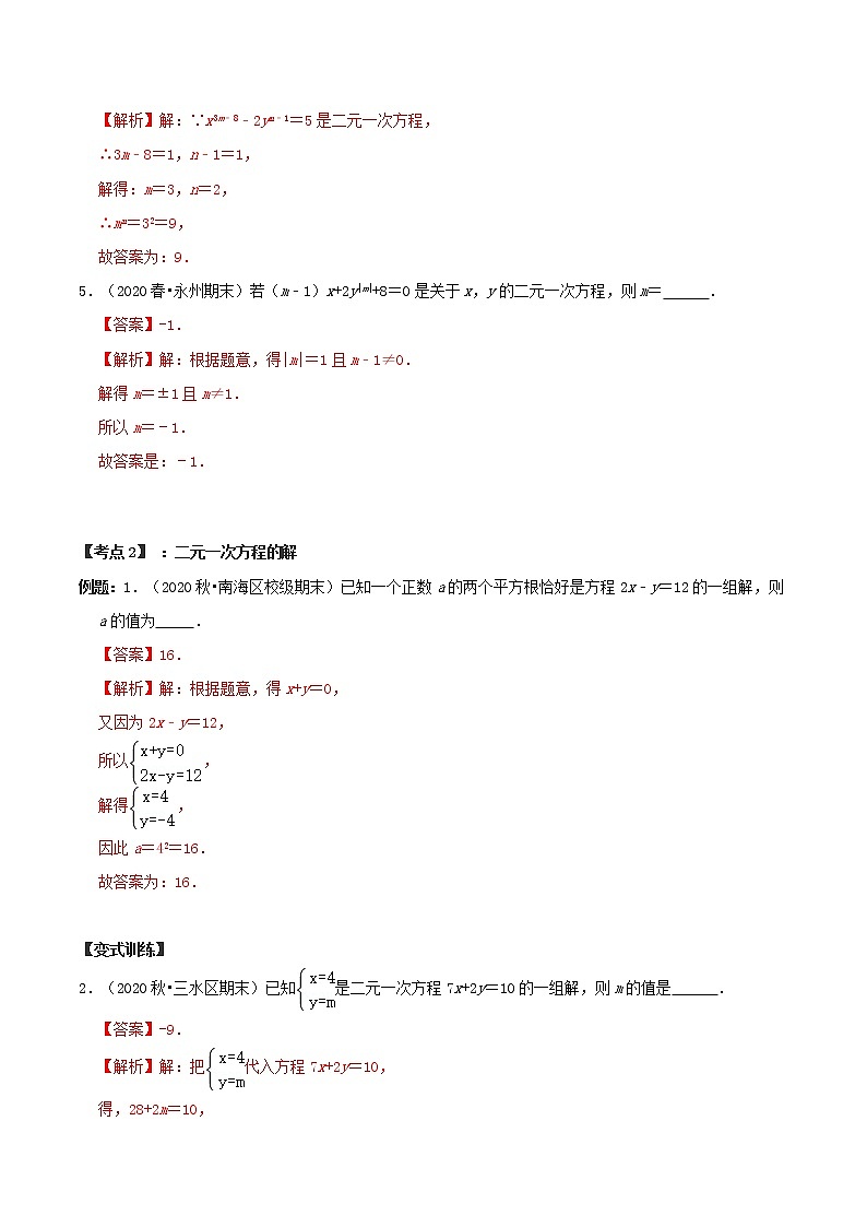 專題04 二元一次方程組【章節(jié)復習專項訓練】-2021-2022學年七年級數學下學期期末專項復習(人教版)(解析版)第2頁