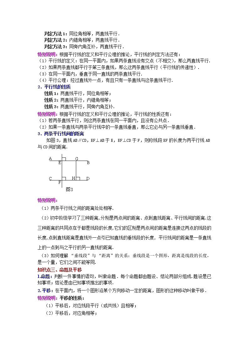 2021-2022学年七年级数学下册基础知识专项讲练(人教版)《平行线与相交线》全章复习与巩固(知识讲解)学案03