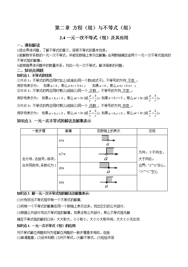 2.4一元一次不等式(组)及其应用-(解析版)第1页