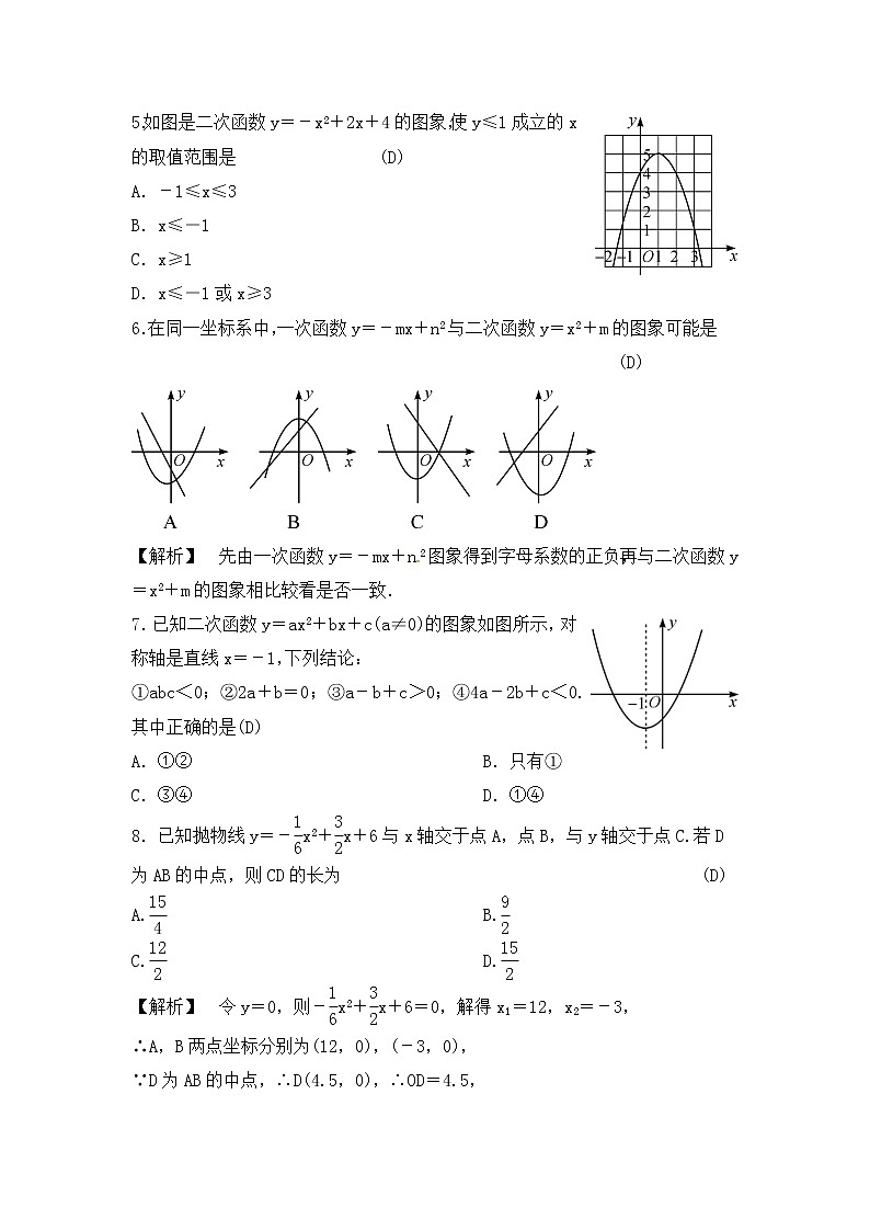 (通用版)中考数学总复习第17课时《二次函数的图象和性质》课时练习(教师版)第2页
