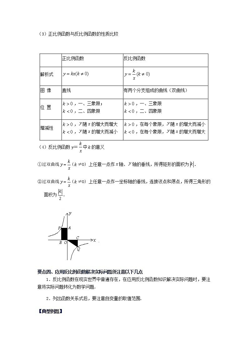 2021-2022学年九年级数学下册基础知识专项讲练(人教版)《反比例函数》全章复习与巩固(知识讲解)学案第3页