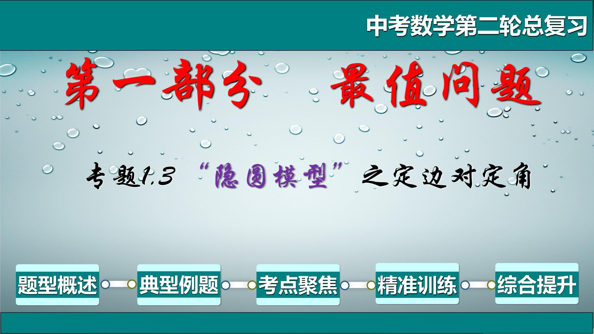 全国通用中考数学第二轮总复习课件专题1.3 最值问题-隐圆模型之定边对定角