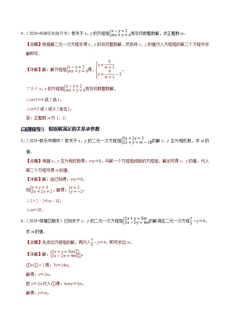 专题08 二元一次方程(组)的参数问题-2021-2022学年七年级数学下册解法技巧思维培优(人教版)02