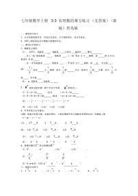 初中数学青岛版七年级上册3.3 有理数的乘方习题
