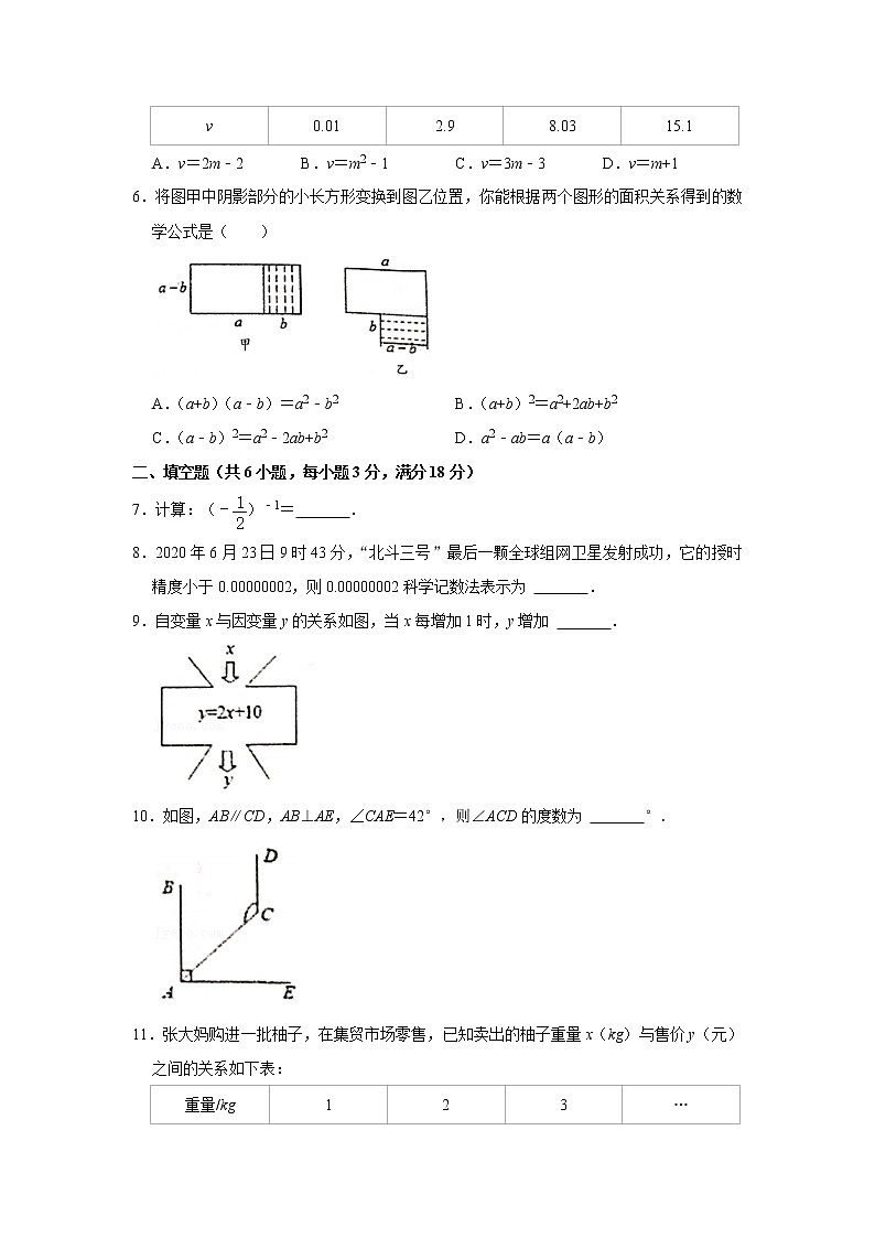 2021年江西省抚州市东乡区七年级(下)期中数学试卷+无答案第2页