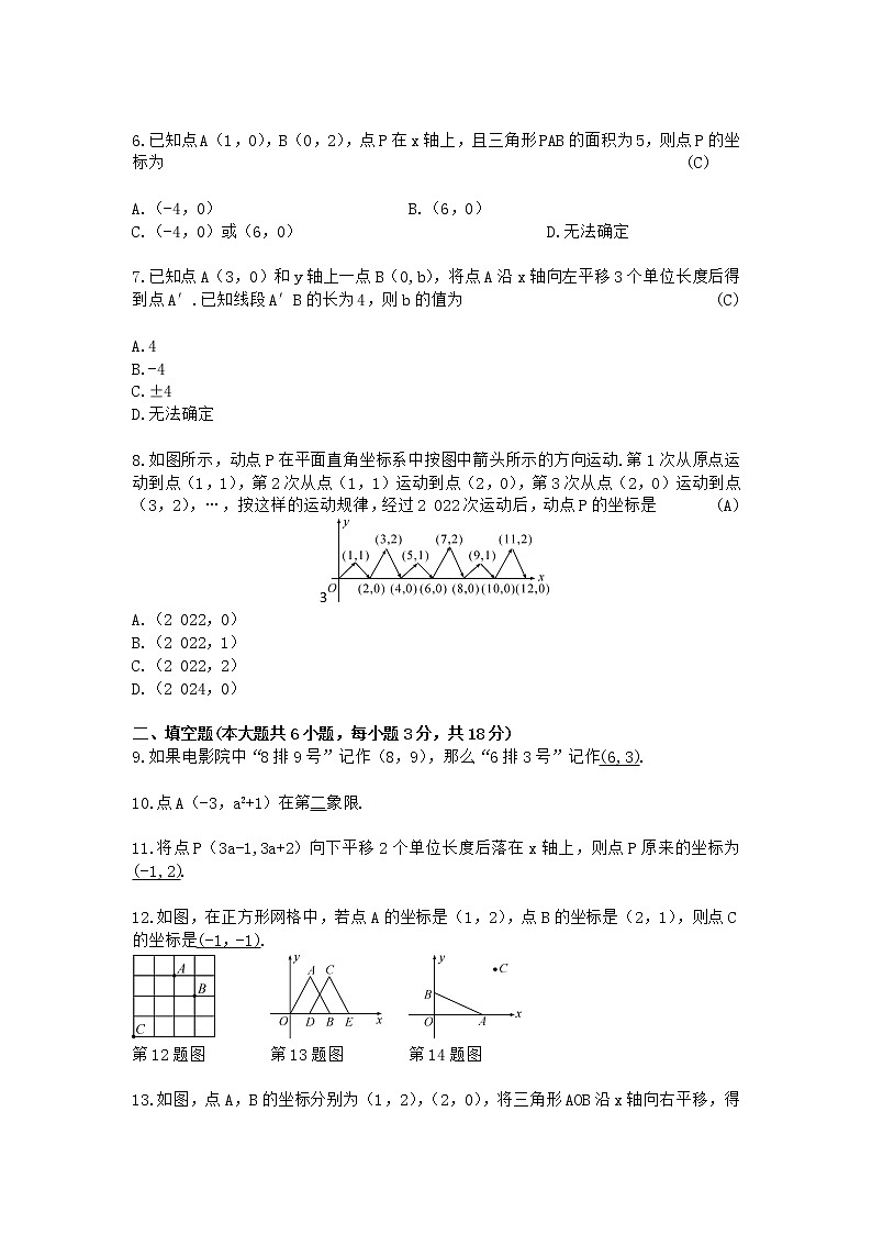 人教版七年级下册数学第七章平面直角坐标系测试卷(含答案)第2页