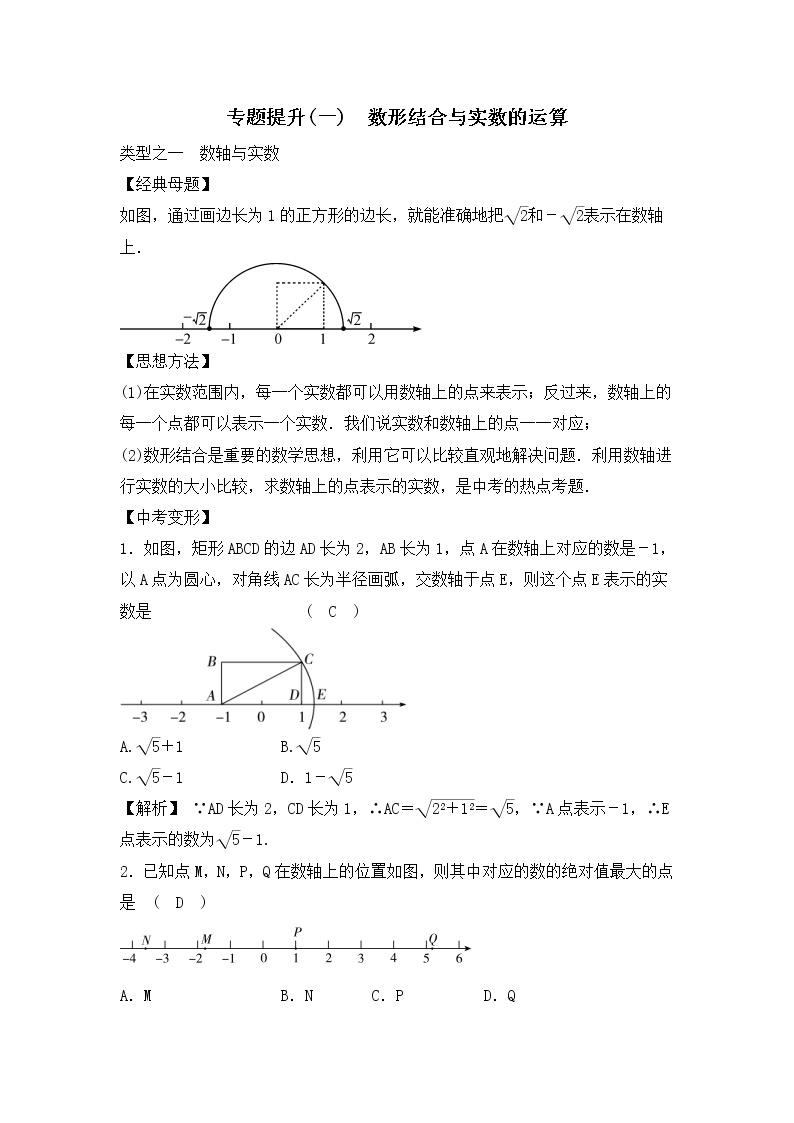 中考数学二轮复习专题提升卷01《数形结合与实数的运算》(教师版)