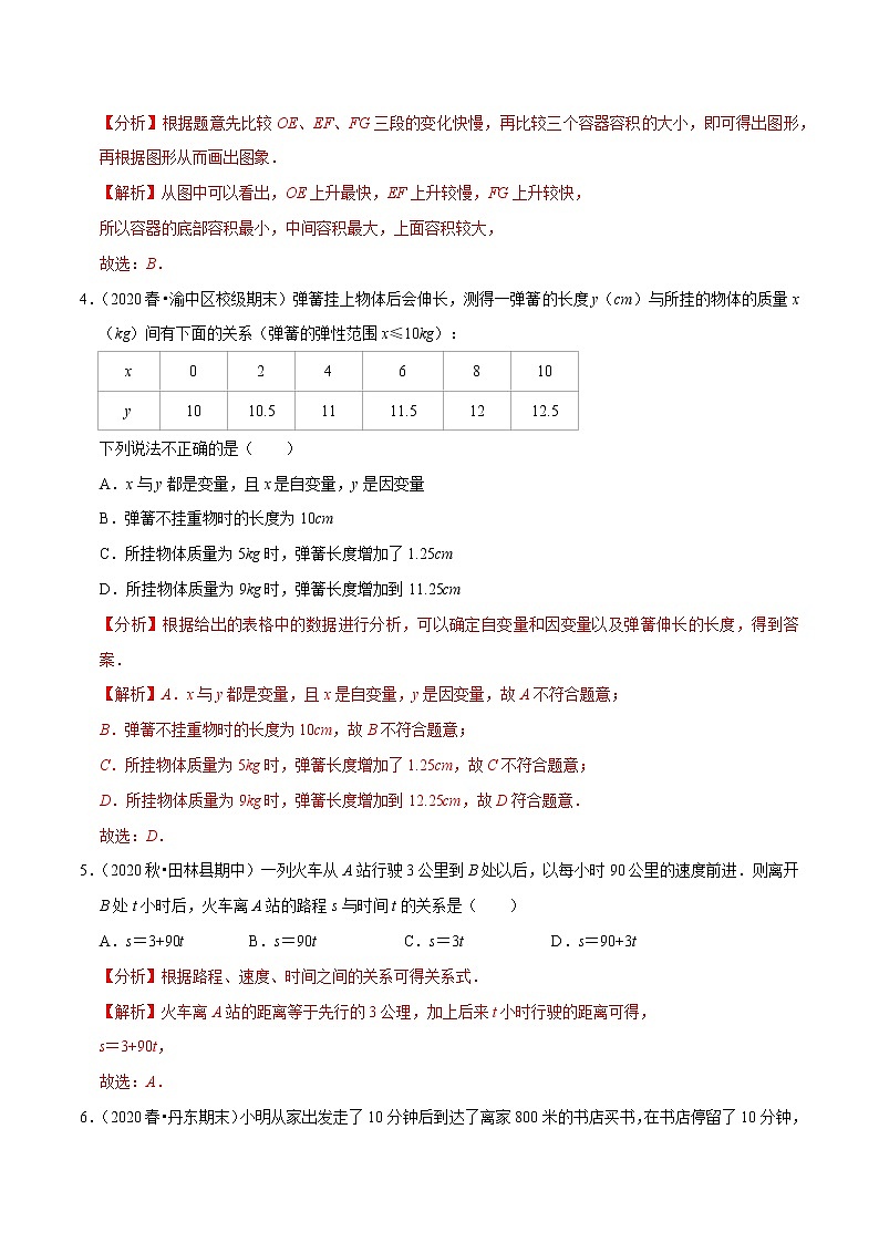 专题2.3变量之间的关系学习质量检测卷(B卷)-2021-2022学年七年级数学下学期期中考试高分直通车(解析版)【北师大版】第2页