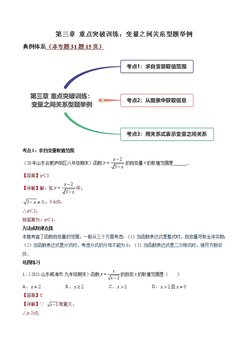 第三章 重点突破训练:变量之间关系型题举例-简单数学之2021-2022学年七年级下册同步讲练(解析版)(北师大版)第1页