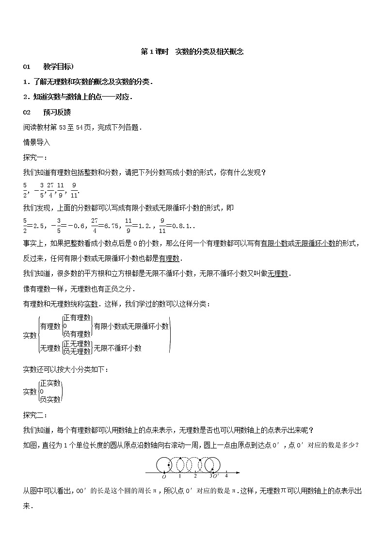 6.3.1 实数的分类及相关概念(课件+教案+练习题)01