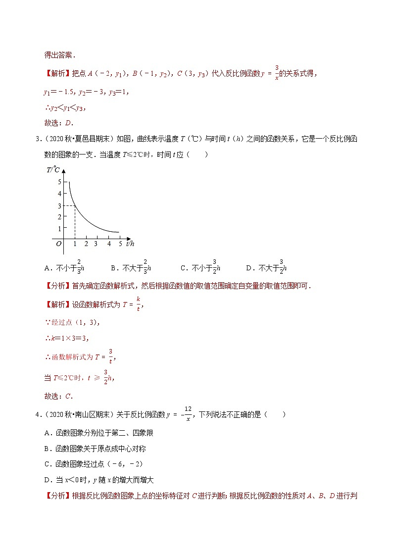 专题11.8第11章反比例函数单元测试(基础卷)-2021-2022学年八年级数学下册尖子生同步培优题典【苏科版】02
