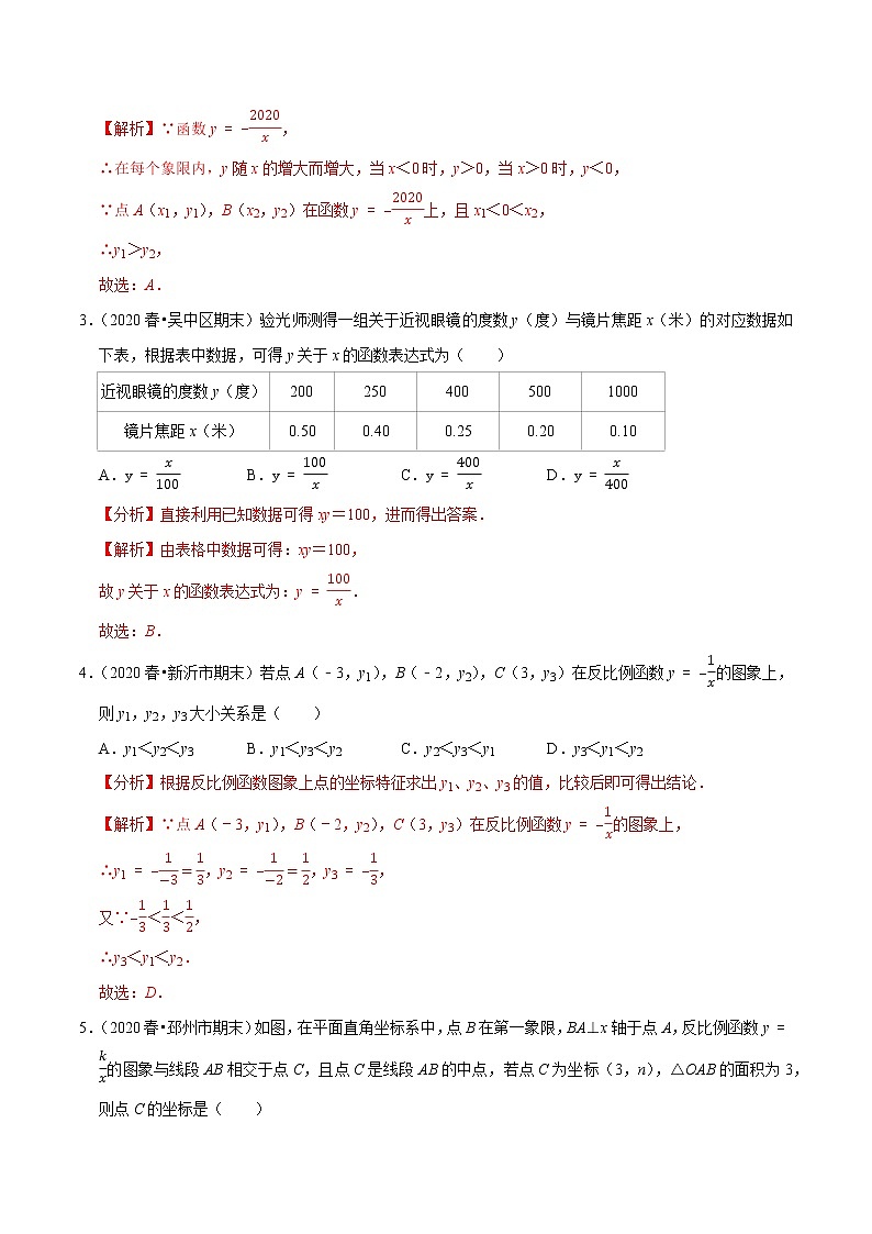 专题11.9第11章反比例函数单元测试(培优卷)-2021-2022学年八年级数学下册尖子生同步培优题典【苏科版】02