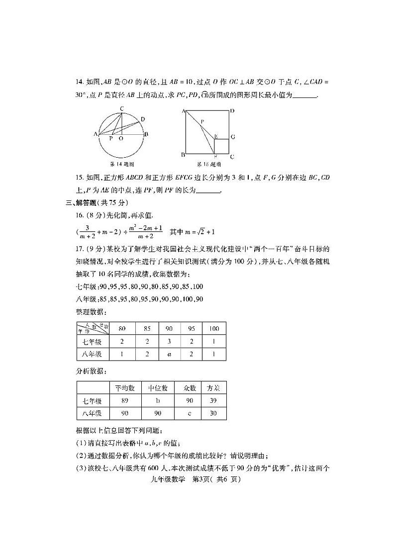 2021年河南省邓州市中招第一次模拟考试数学试题(PDF不可编辑)第3页