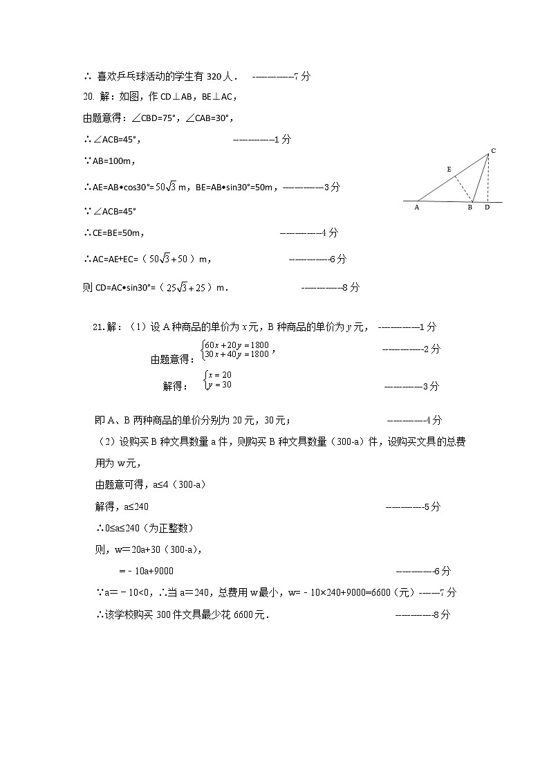 2020年广东省深圳市九年级数学中考三模评分标准第2页