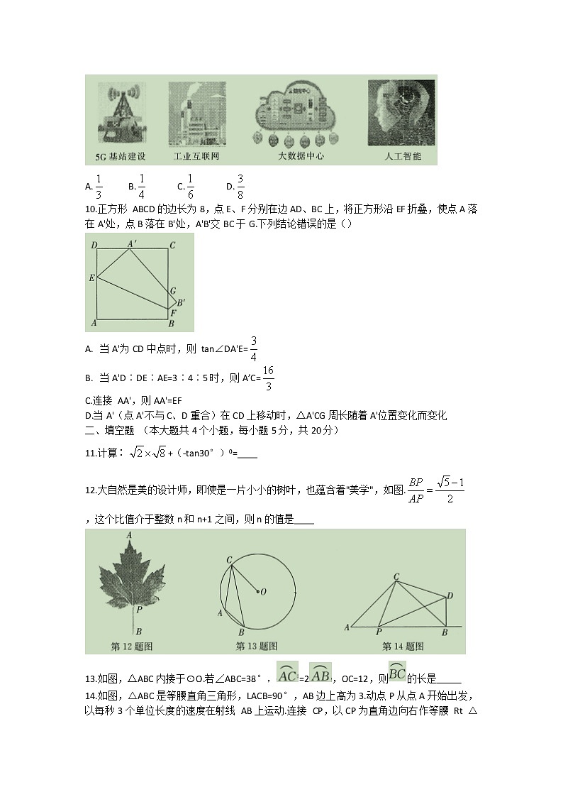 安徽省全椒县2022年九年级中考一模数学试卷(word版含答案)第2页