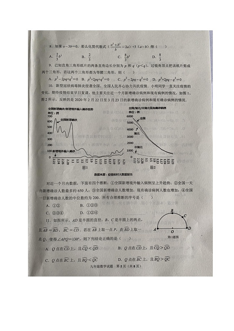 山东省临沂市沂水县2020届九年级中考二模数学试题及答案第2页