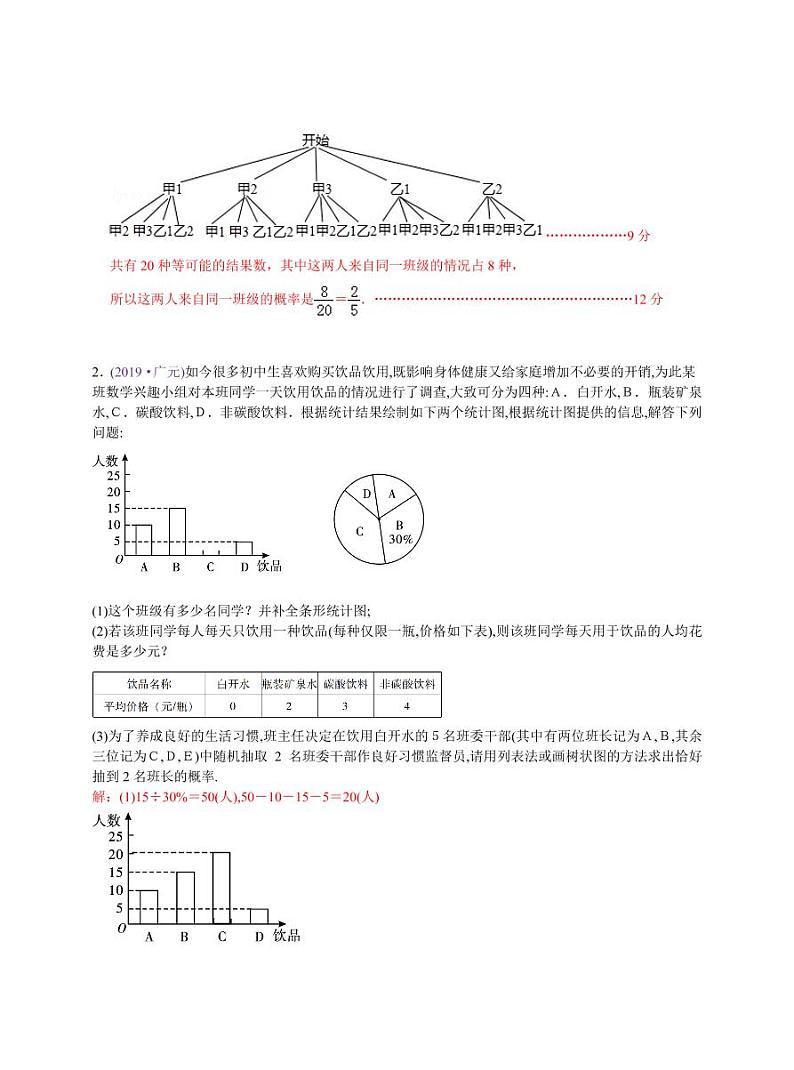 中考数学三轮冲刺-真题集训:知识点44 统计与概率的综合题(pdf版,含答案)02