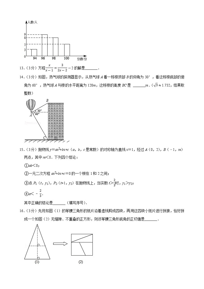 2021年湖北省武汉市部分学校九年级四月调考数学试卷03